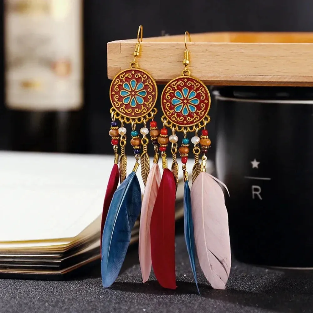 Boho Long Feather Earrings