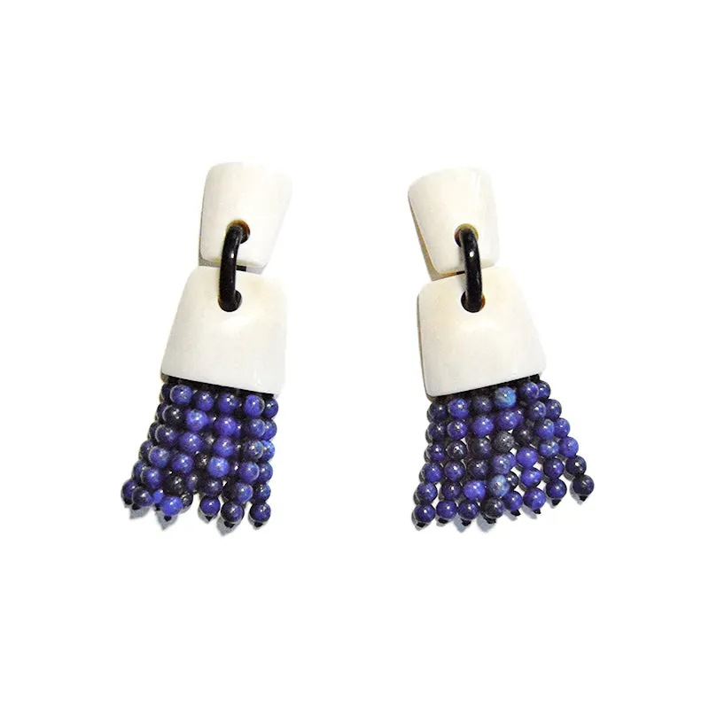 Bone and Lapis Earrings