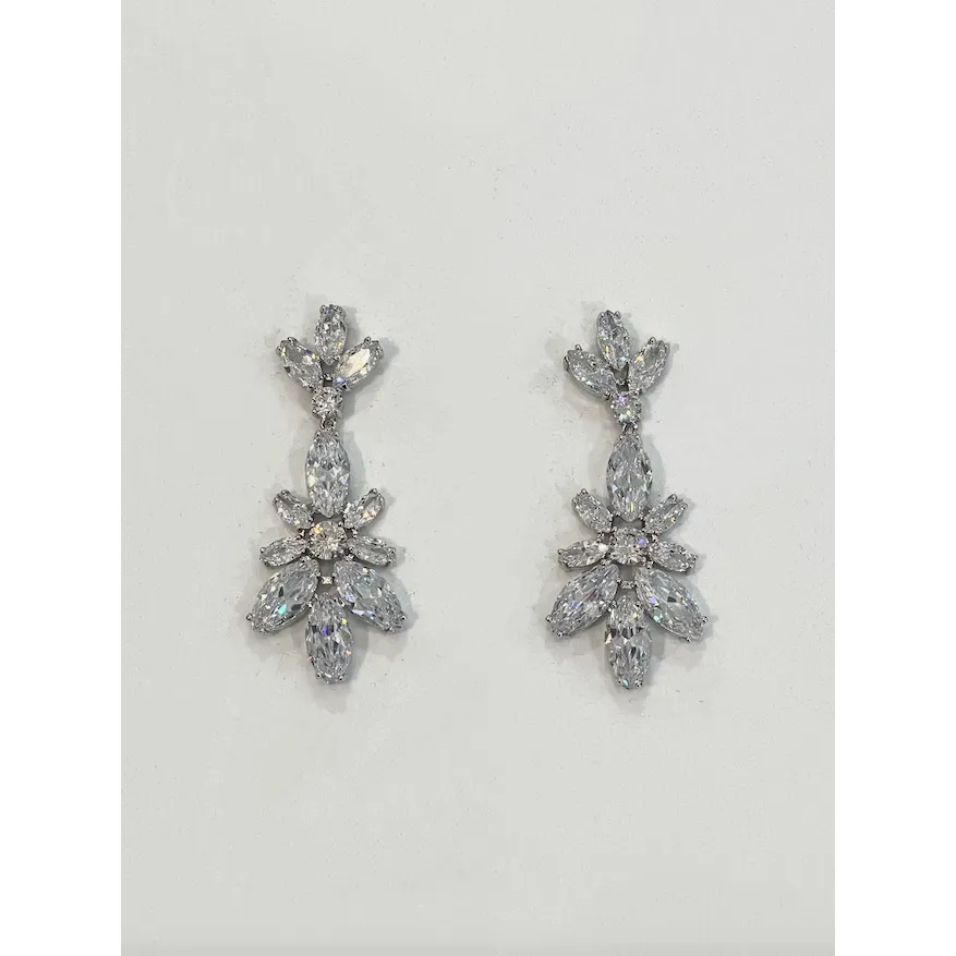 BRIDGETTE | Silver Crystal Drop Earring