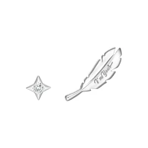 Bright Star Quill Silver Mismatched Stud Earrings
