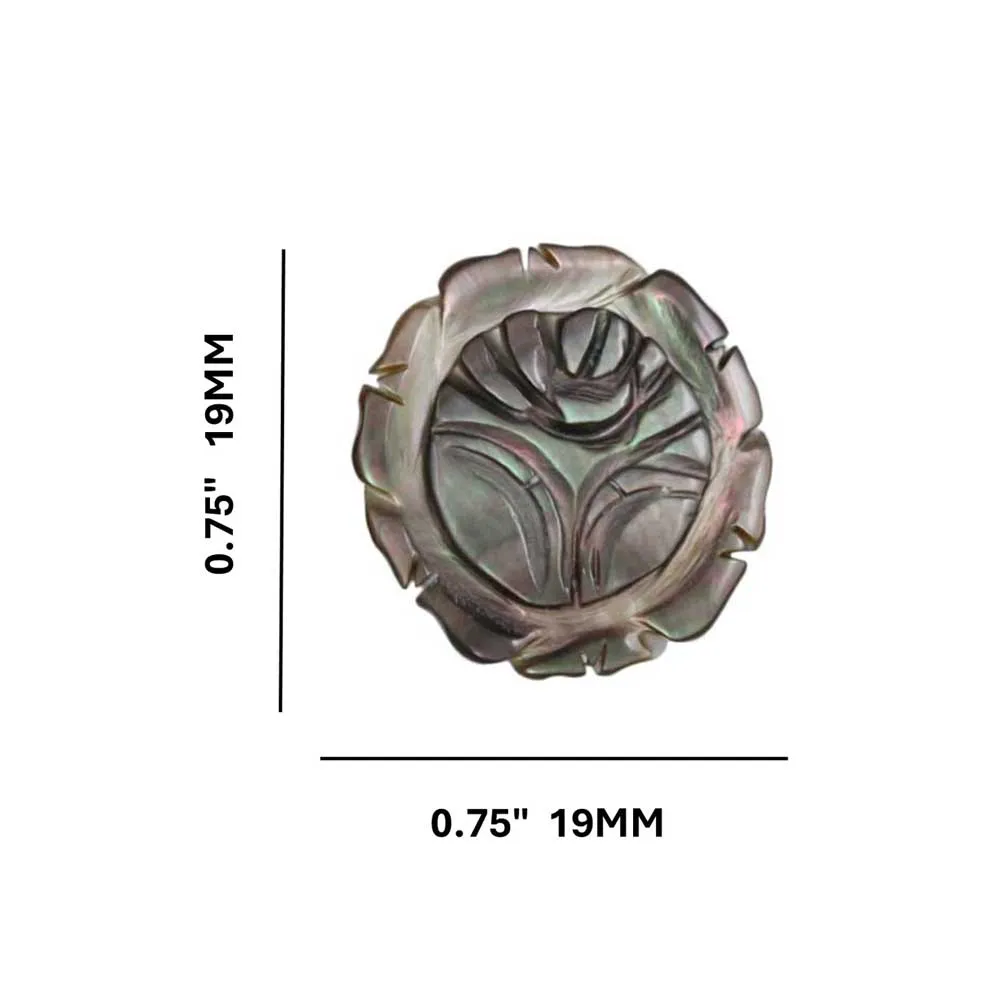 Brown Genuine Shell Engraved Rose Pierced Earring - SLP061E