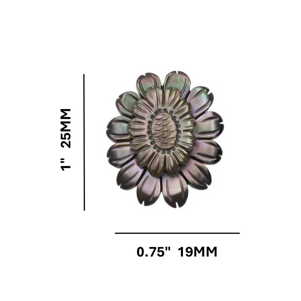 Brown Genuine Shell Sunflower Clip Earring - SLE060C