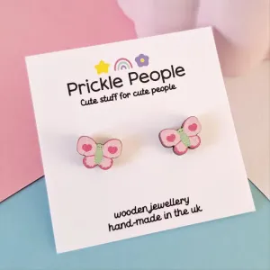 Butterfly Wooden Stud Earrings