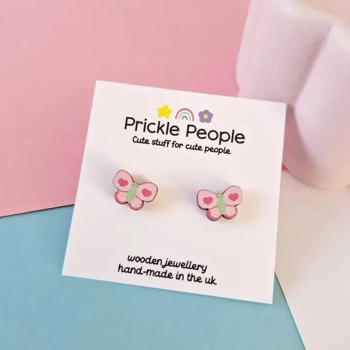 Butterfly Wooden Stud Earrings