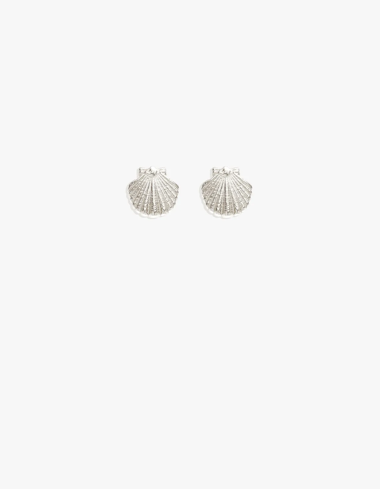 By The Shore Shell Stud Earrings - Silver