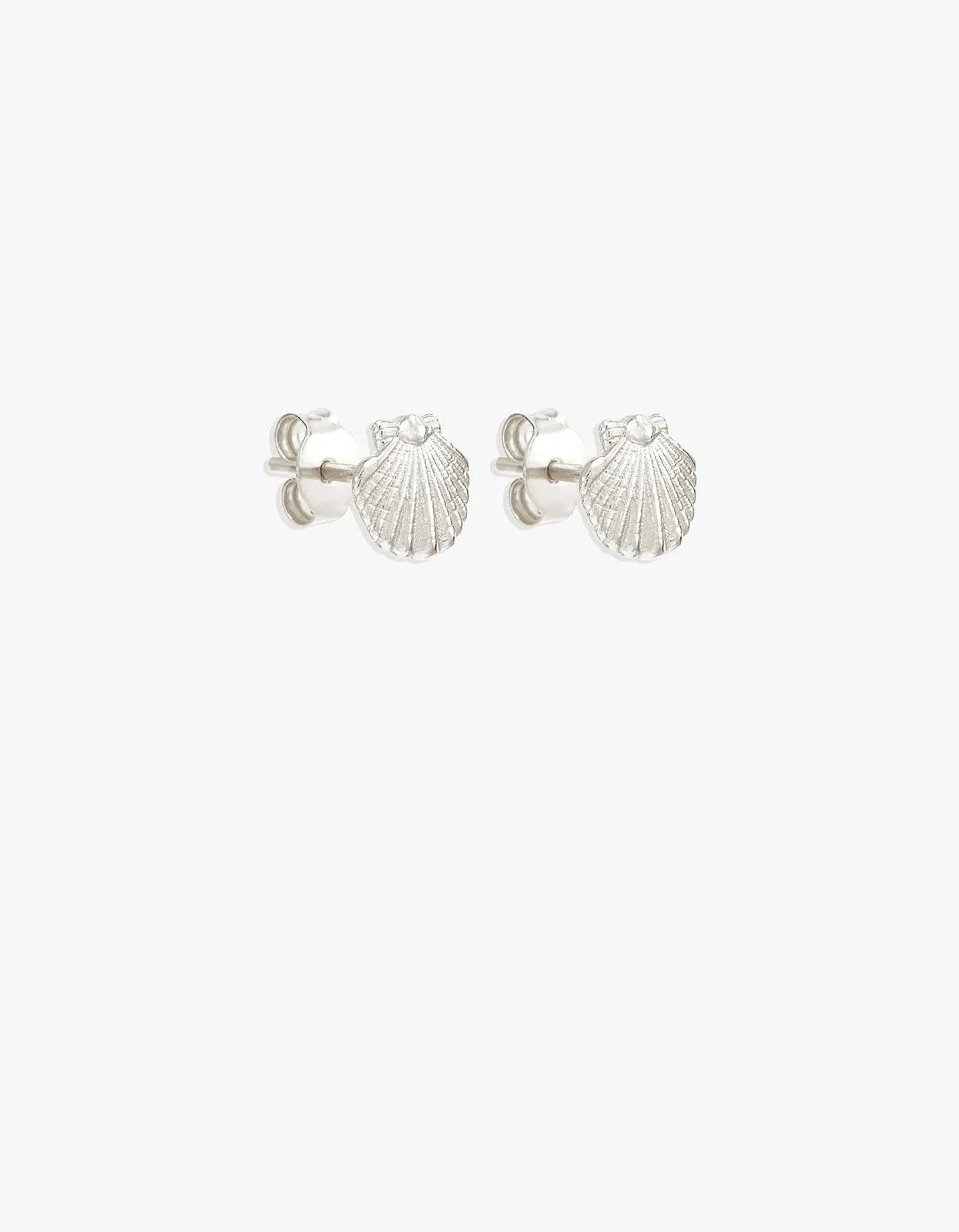 By The Shore Shell Stud Earrings - Silver