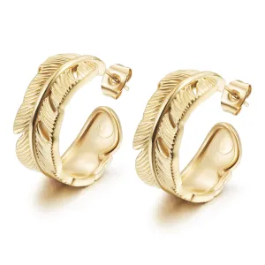 C-shaped feather earrings-SCE520STGC