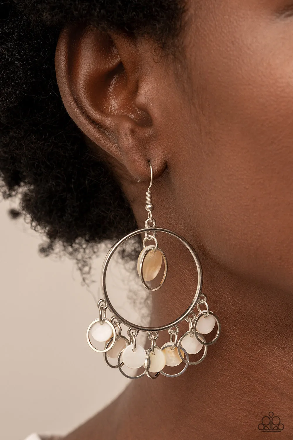 Cabana Charm - White (Shell-Like Discs) Earring