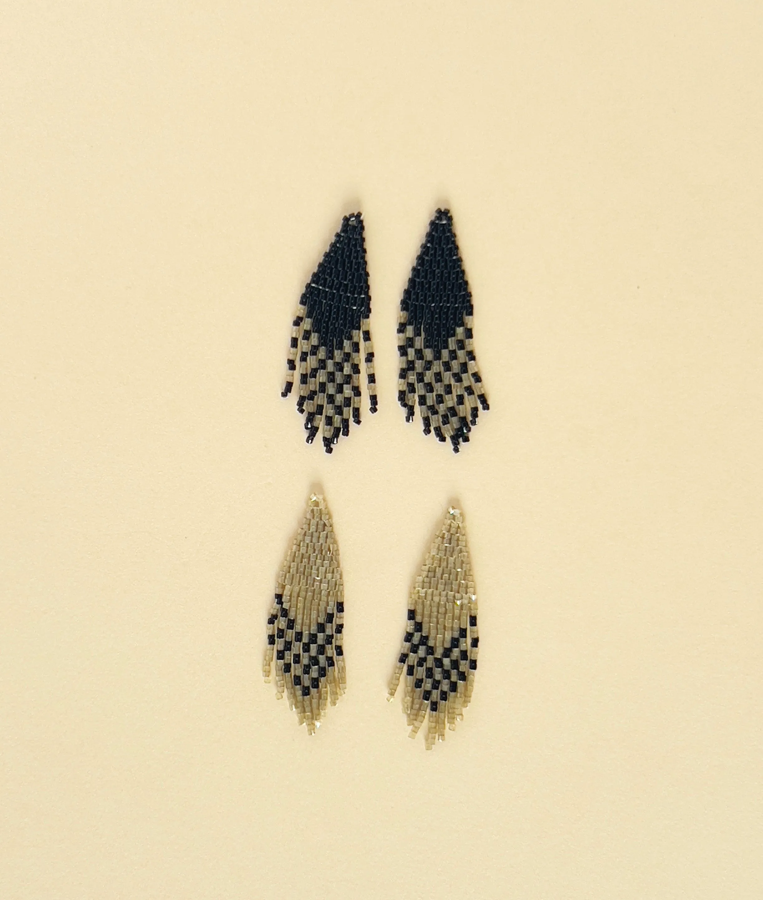 Cactus Silk and Black Beaded Earrings