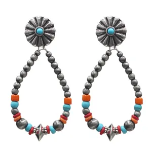 Cafferty Concho Post Bead Teardrop Fashion Earrings - Multi