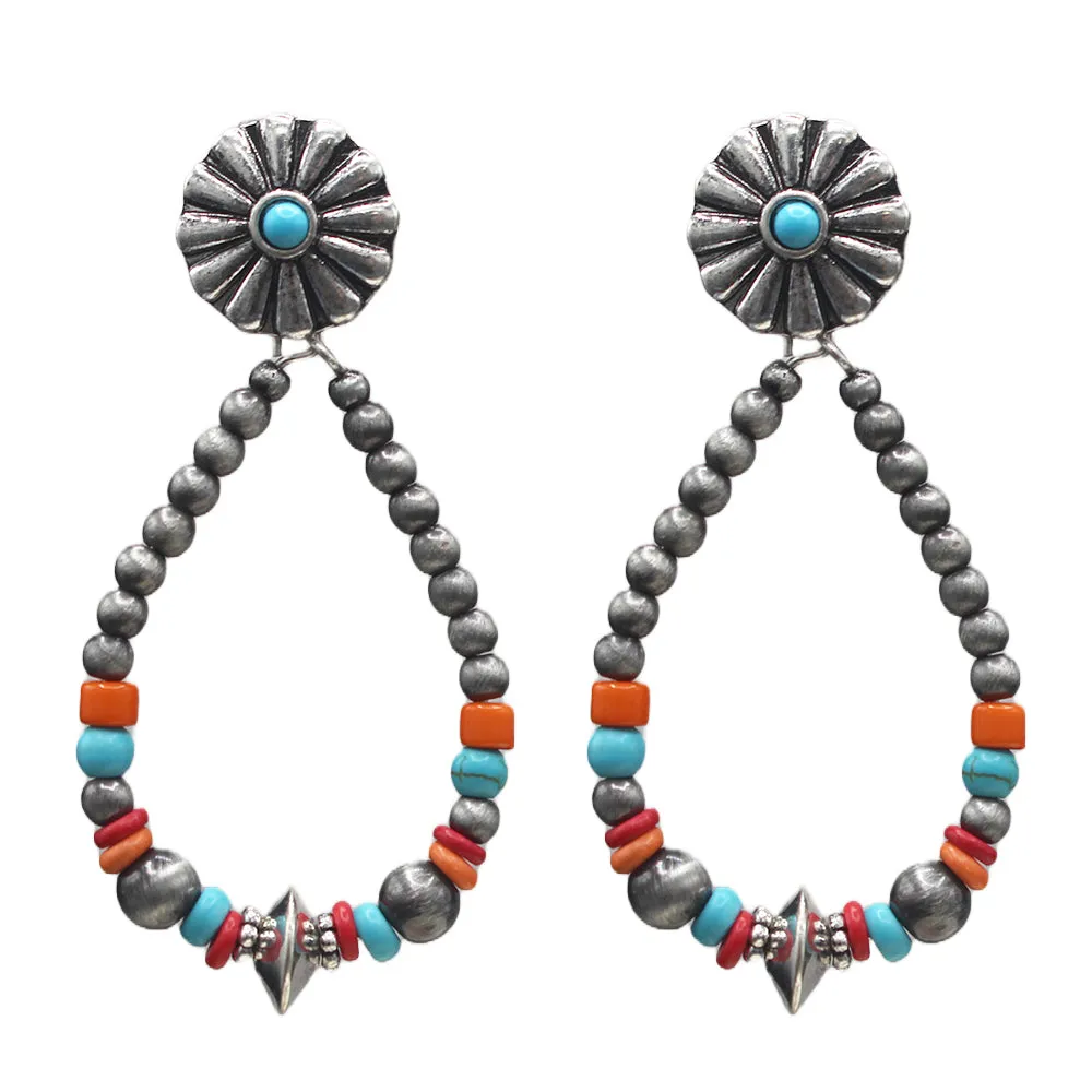 Cafferty Concho Post Bead Teardrop Fashion Earrings - Multi