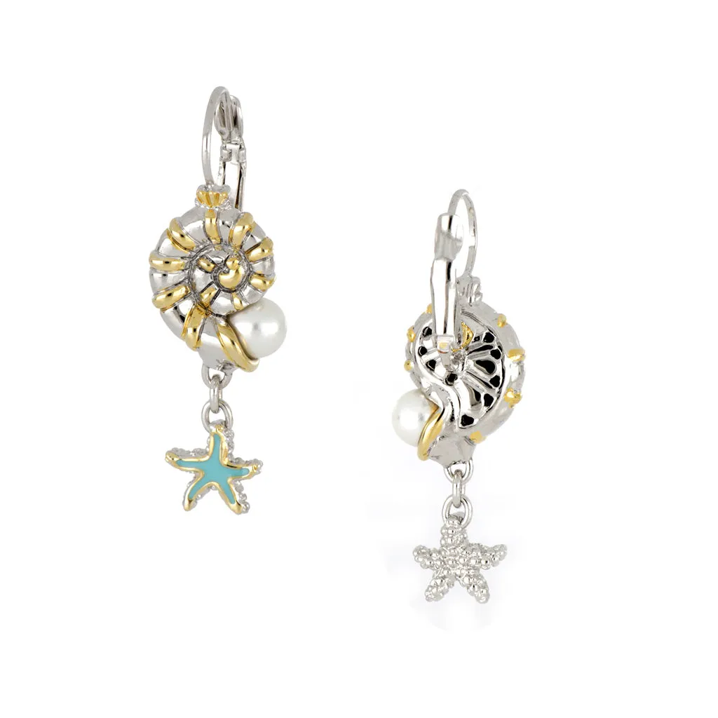 Caraíba Collection Nautilus & Starfish French Wire Earrings