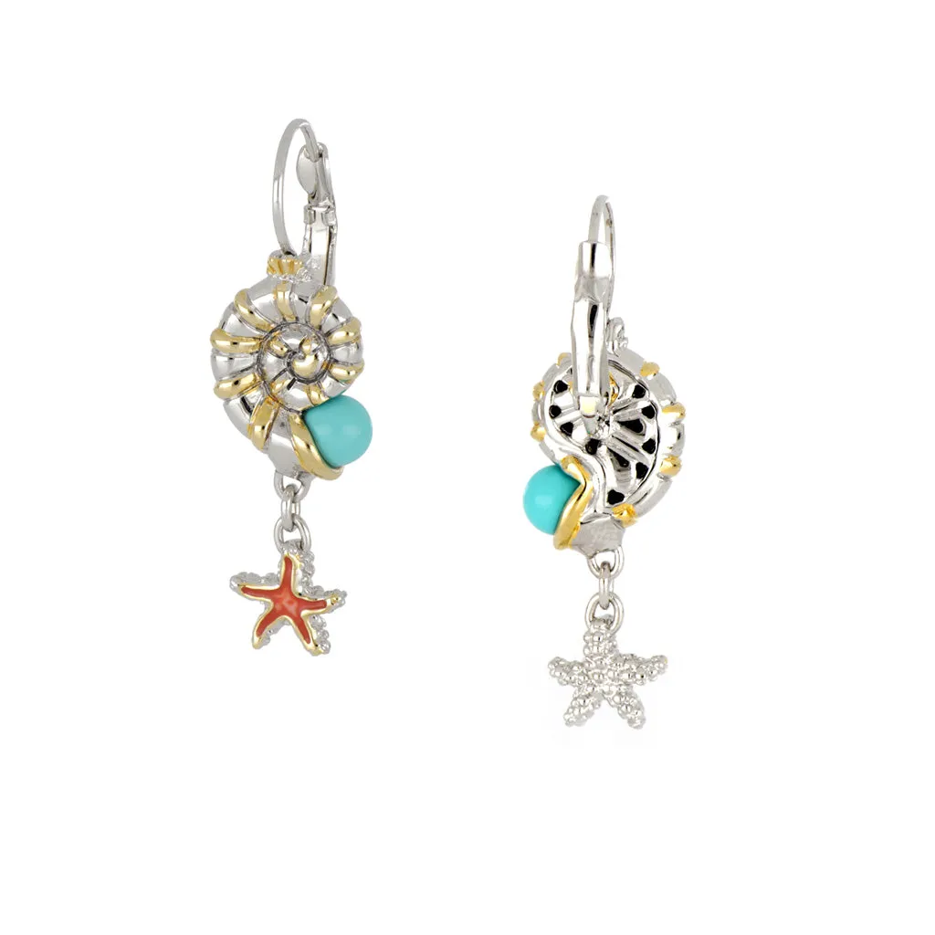 Caraíba Collection Nautilus & Starfish French Wire Earrings