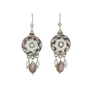 Carved Shell Button Earrings