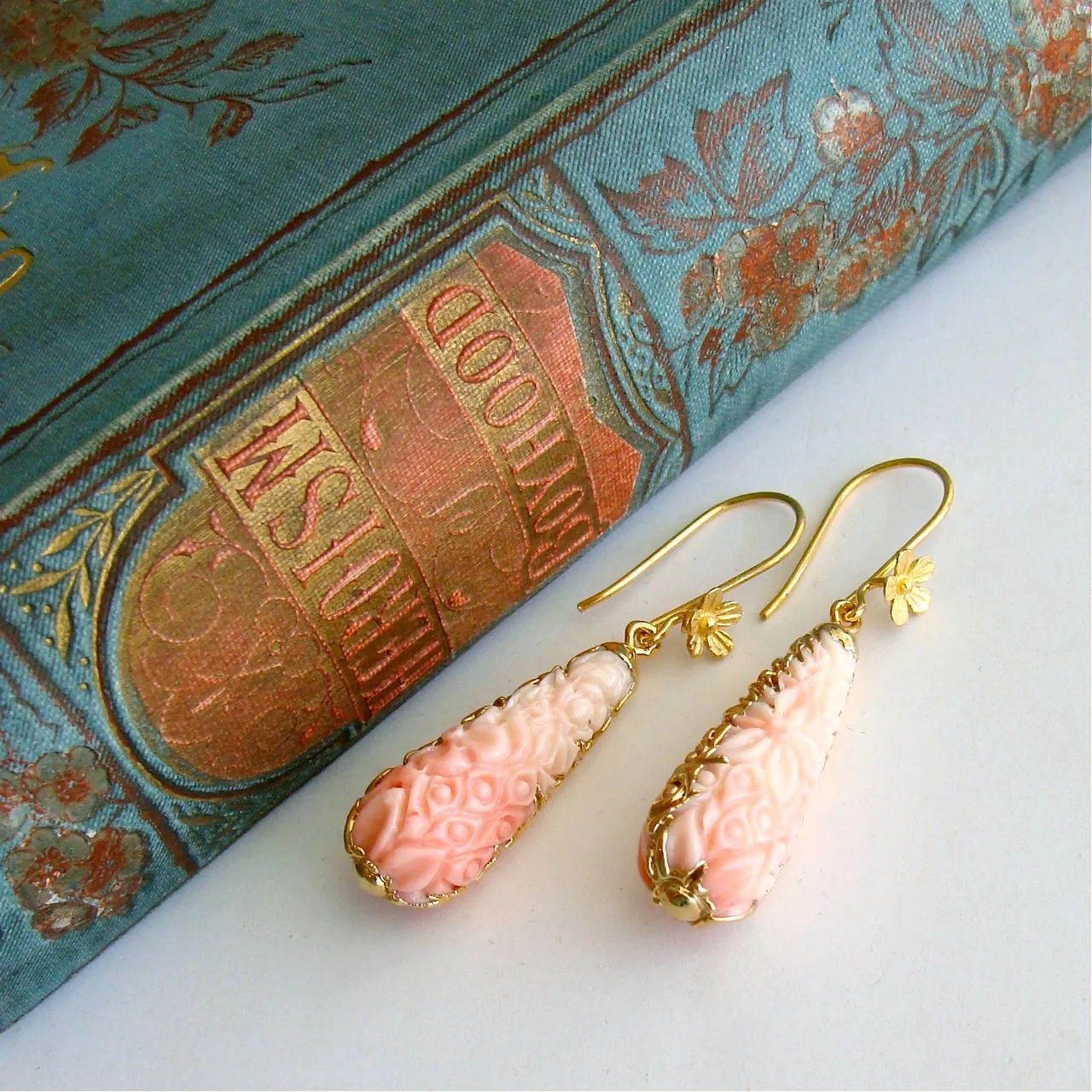 Carved Shell Dangle Earrings - Lucy Earrings