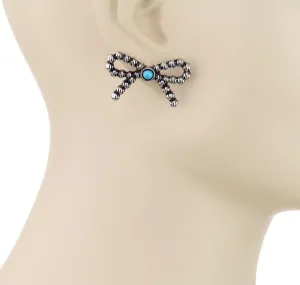 Cassie Fashion 3D Ball Bow Earrings - Turquoise