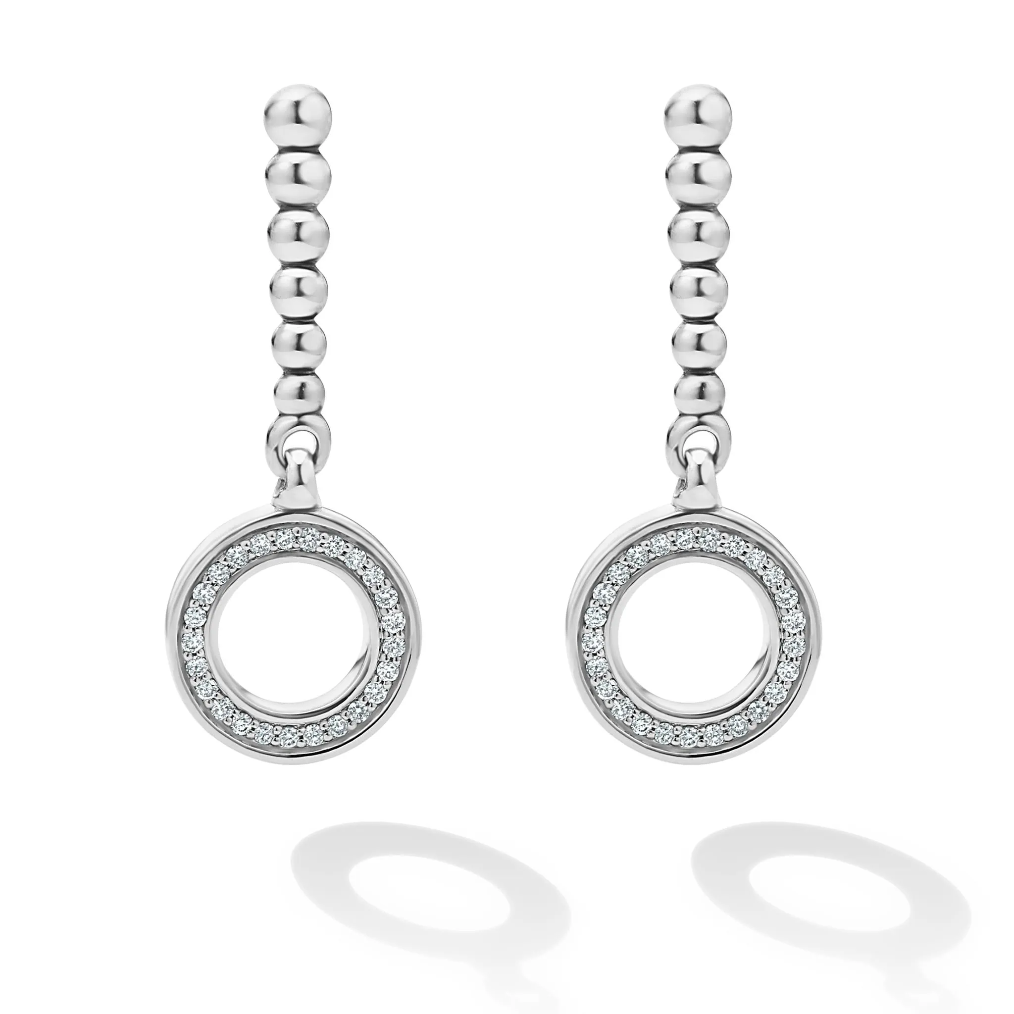 Caviar Spark Drop Circle Diamond Earrings