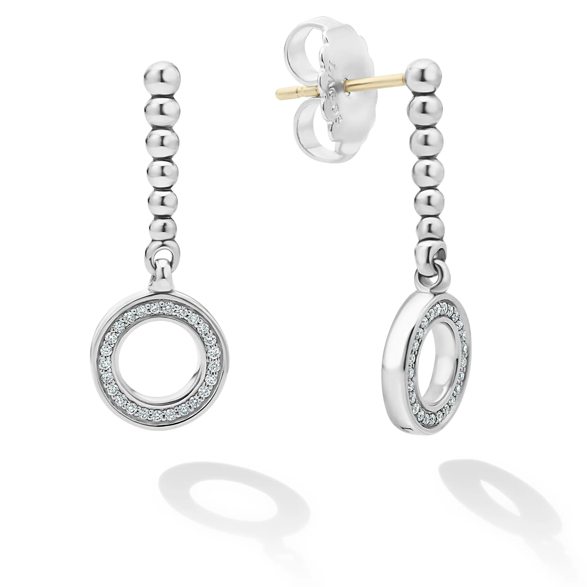 Caviar Spark Drop Circle Diamond Earrings