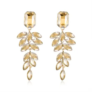 Champagne Crystal & 18K Gold-Plated Botanical Drop Earrings