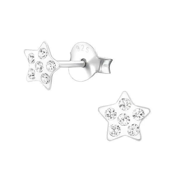 Children's Pink Swarovski Crystal Star Earrings