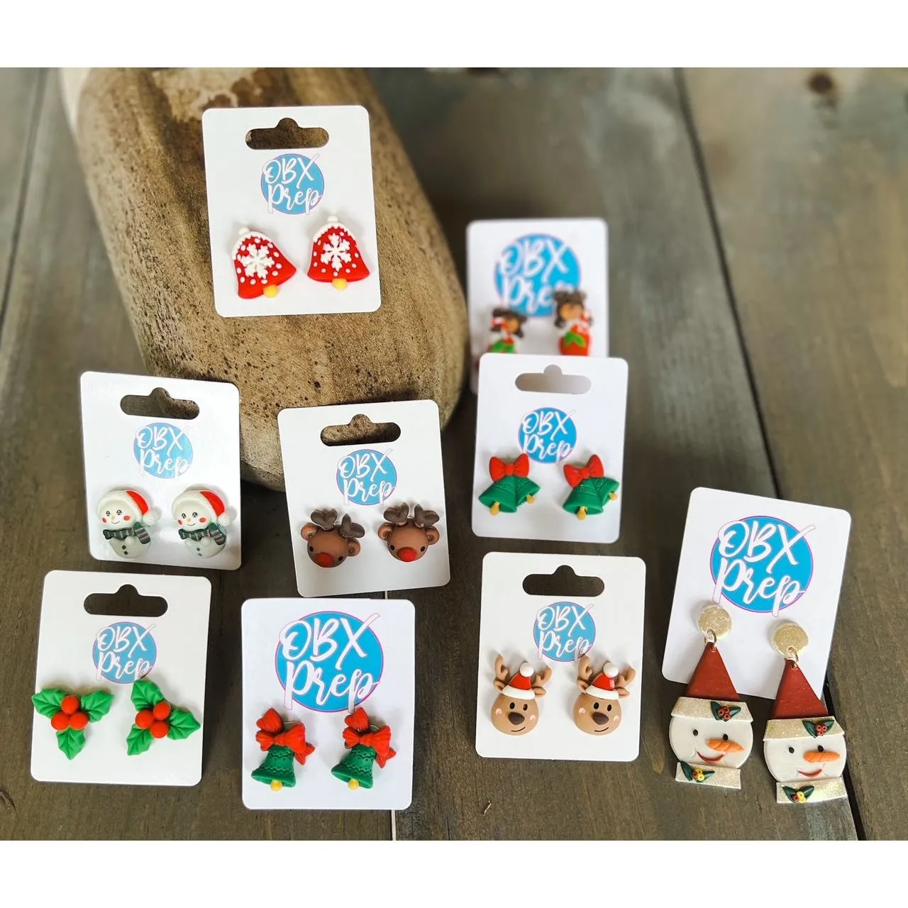 Christmas Holly Polymer Clay Stud Earrings