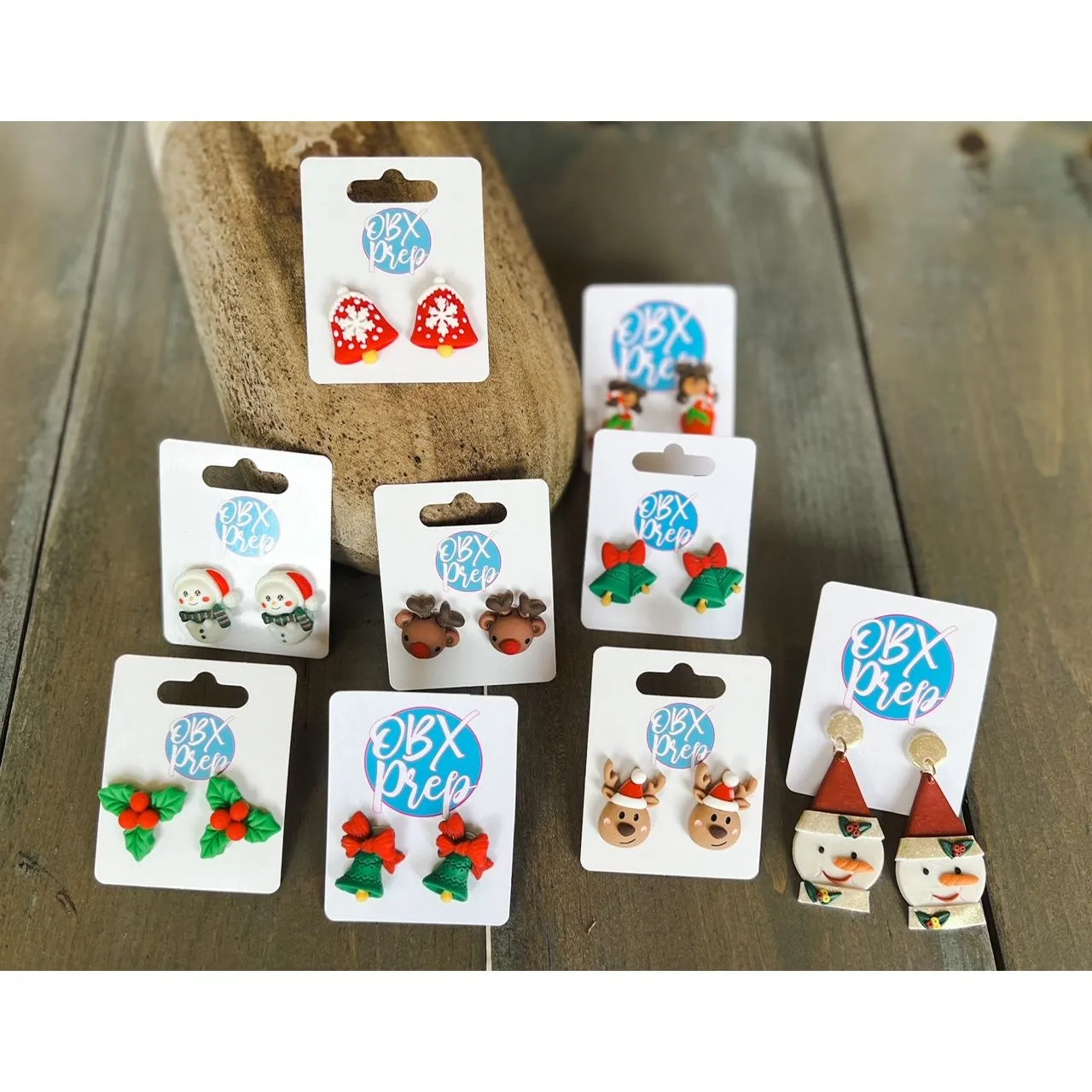 Christmas Holly Polymer Clay Stud Earrings