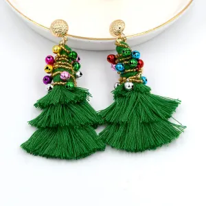 Christmas Tree Tassel Earrings B