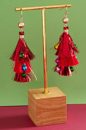 Christmas Triple Tassel Layered Dangle Earrings
