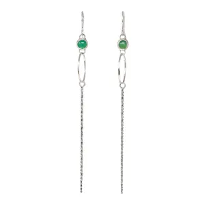 Chrysoprase Chain Tassel Hoops