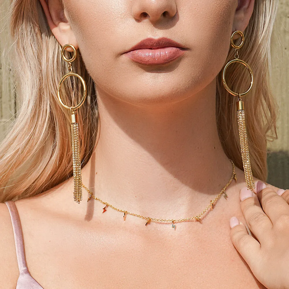 Circle Long Chain Earrings