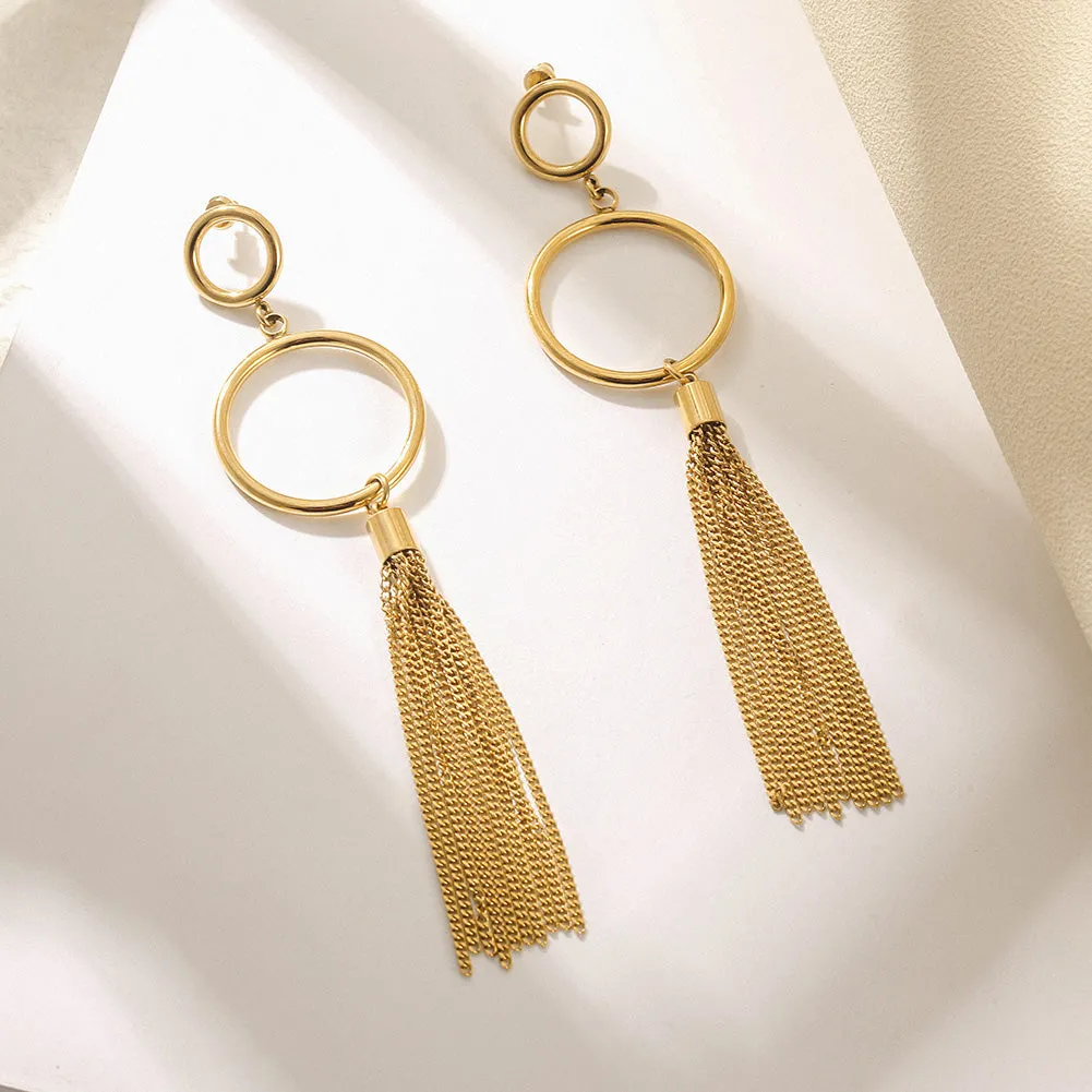 Circle Long Chain Earrings