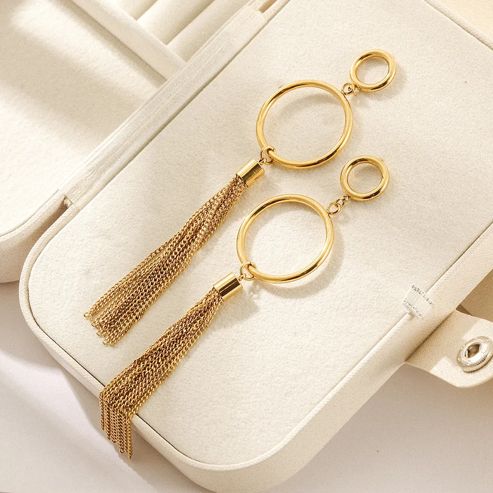 Circle Long Chain Earrings