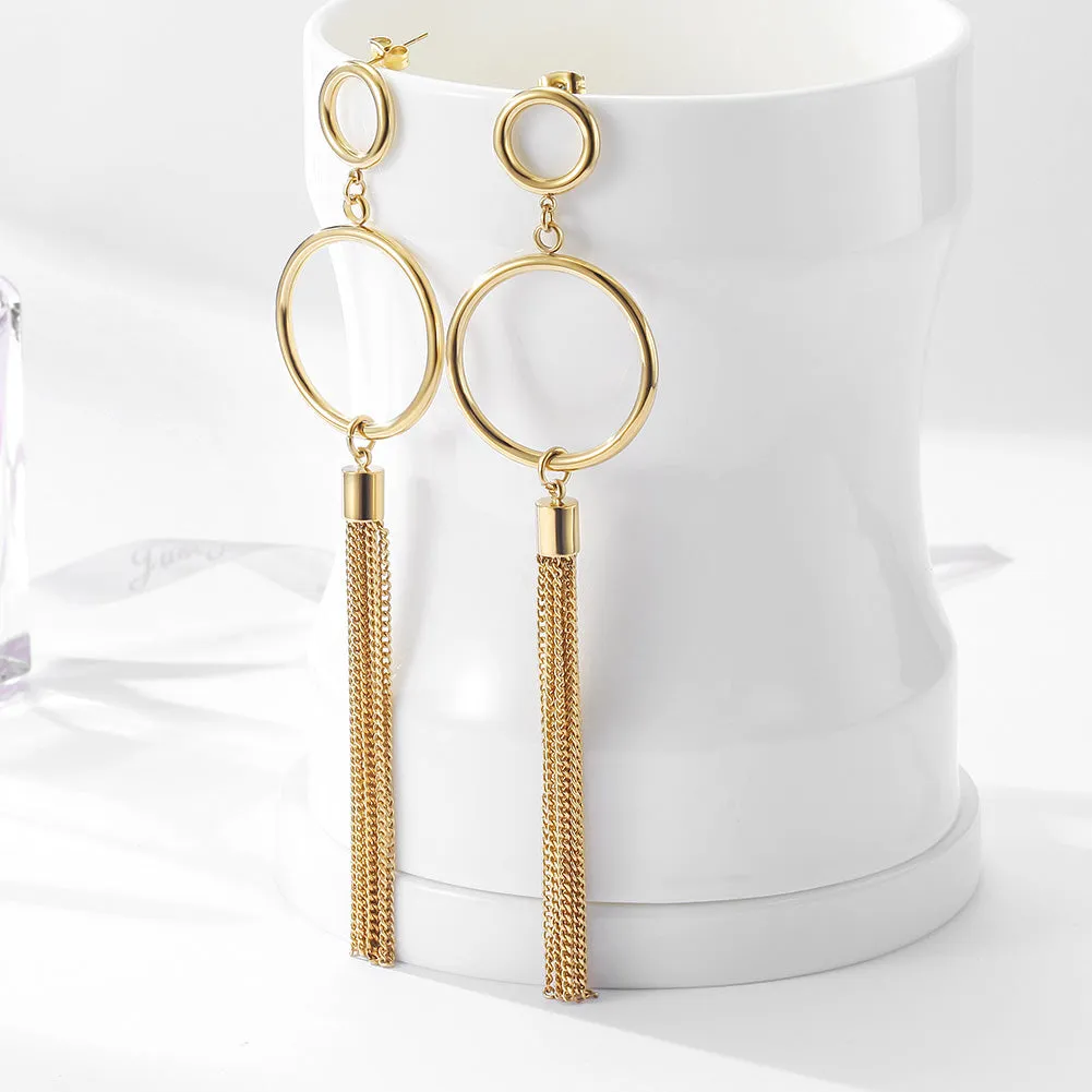 Circle Long Chain Earrings