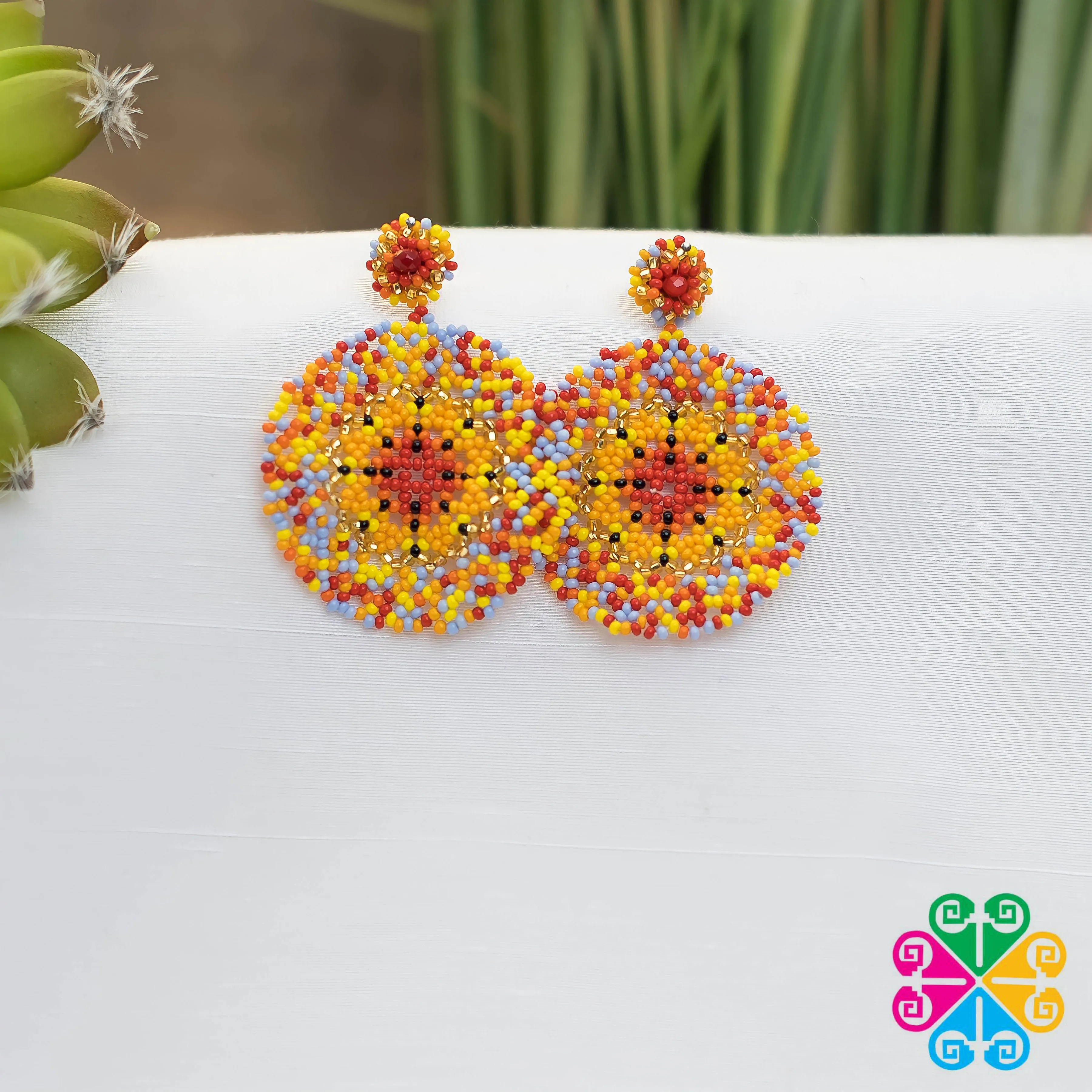 Circular Beaded Earrings
