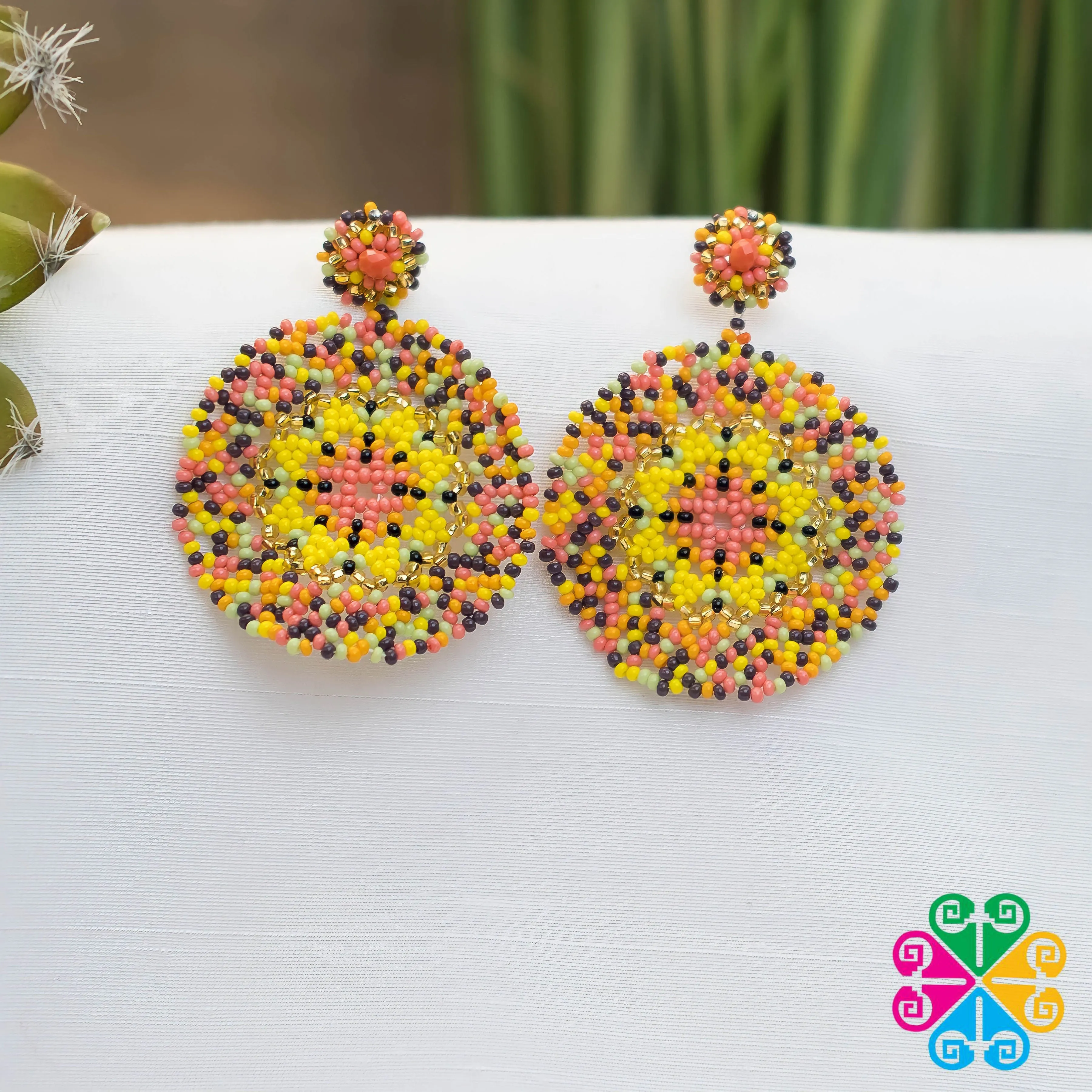 Circular Beaded Earrings