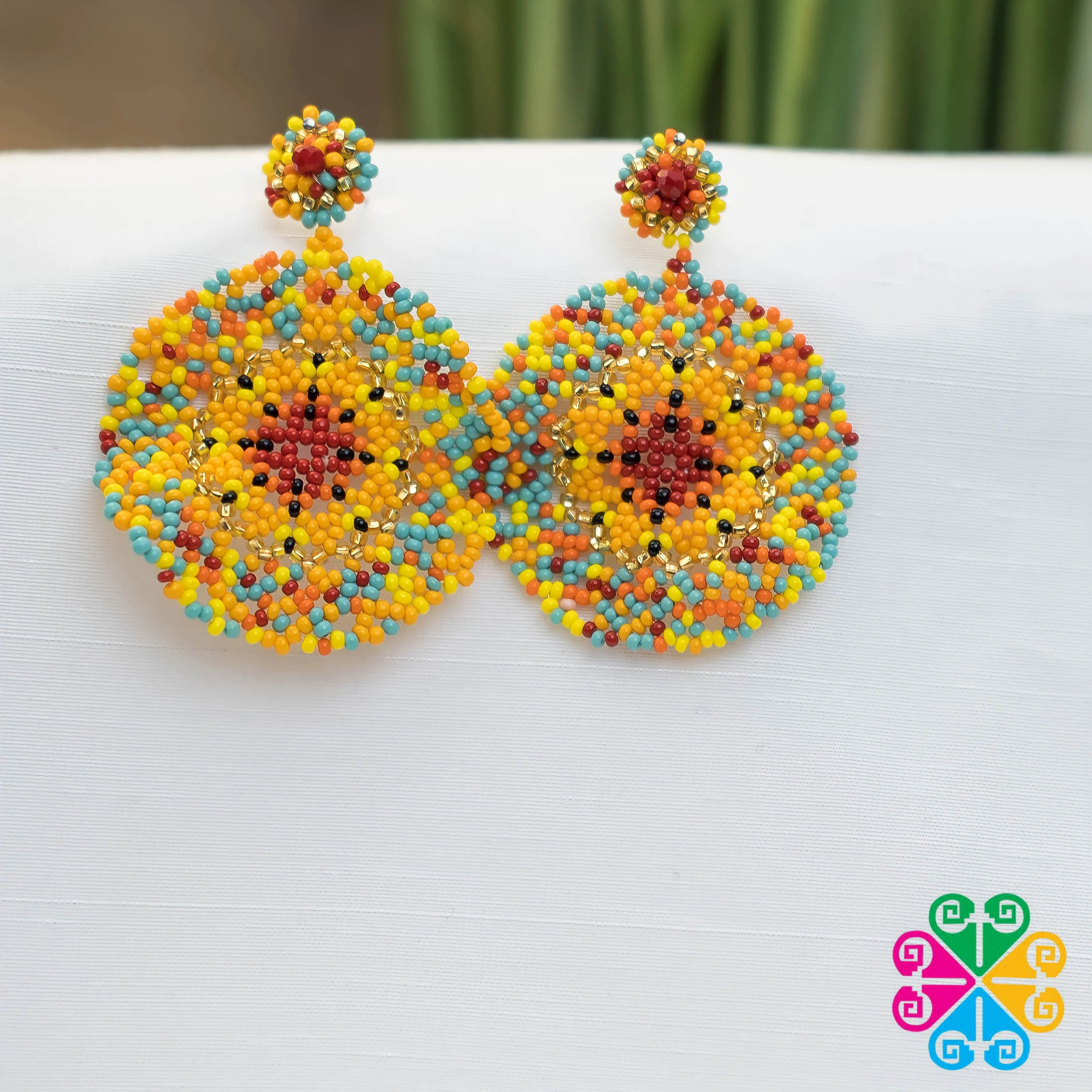 Circular Beaded Earrings