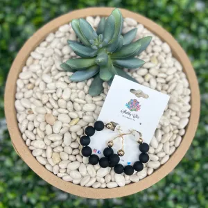 Clay Beaded Hoops - Black