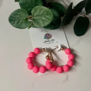 Clay Beaded Hoops - Neon