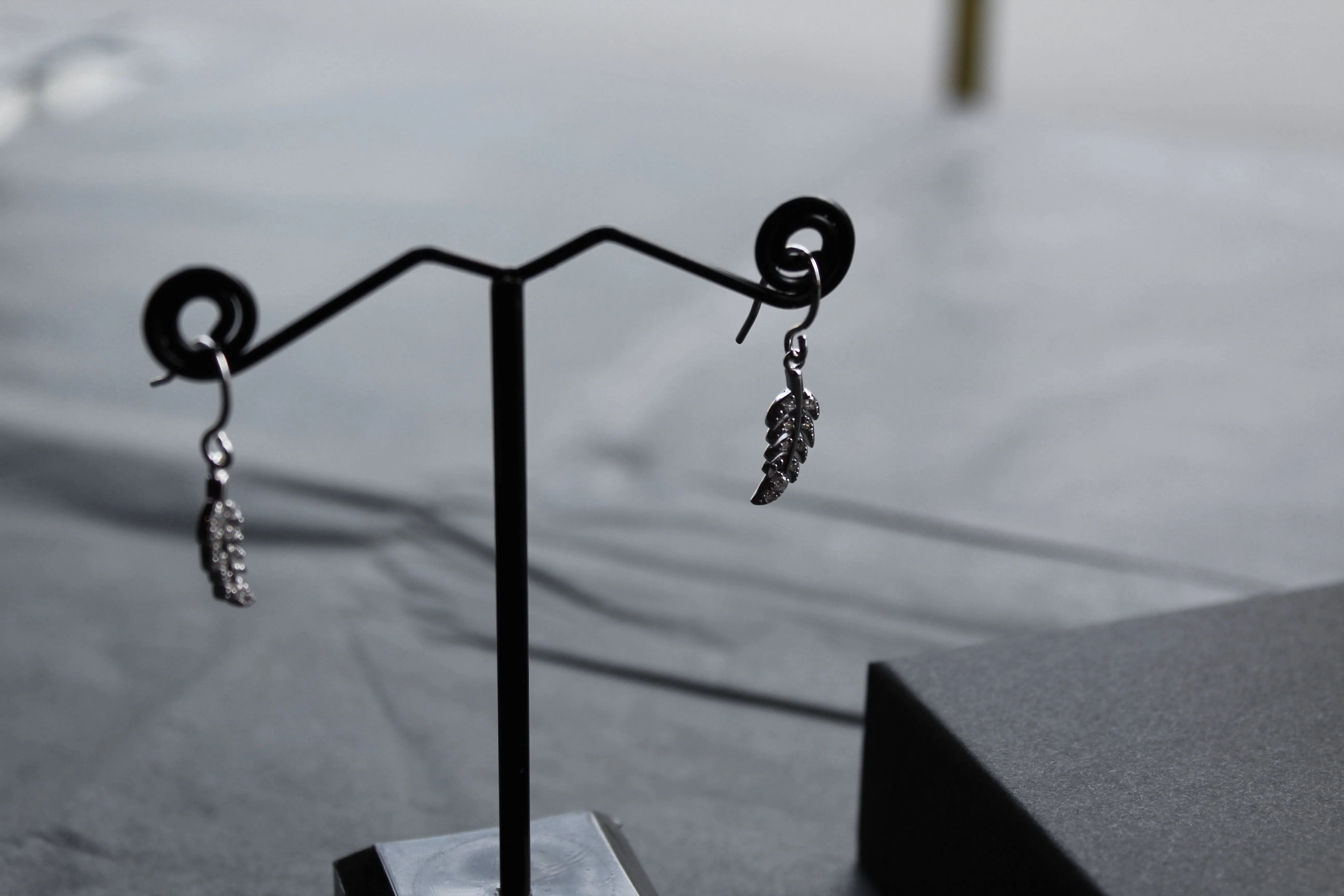 Clear CZ Feather Drop Earring