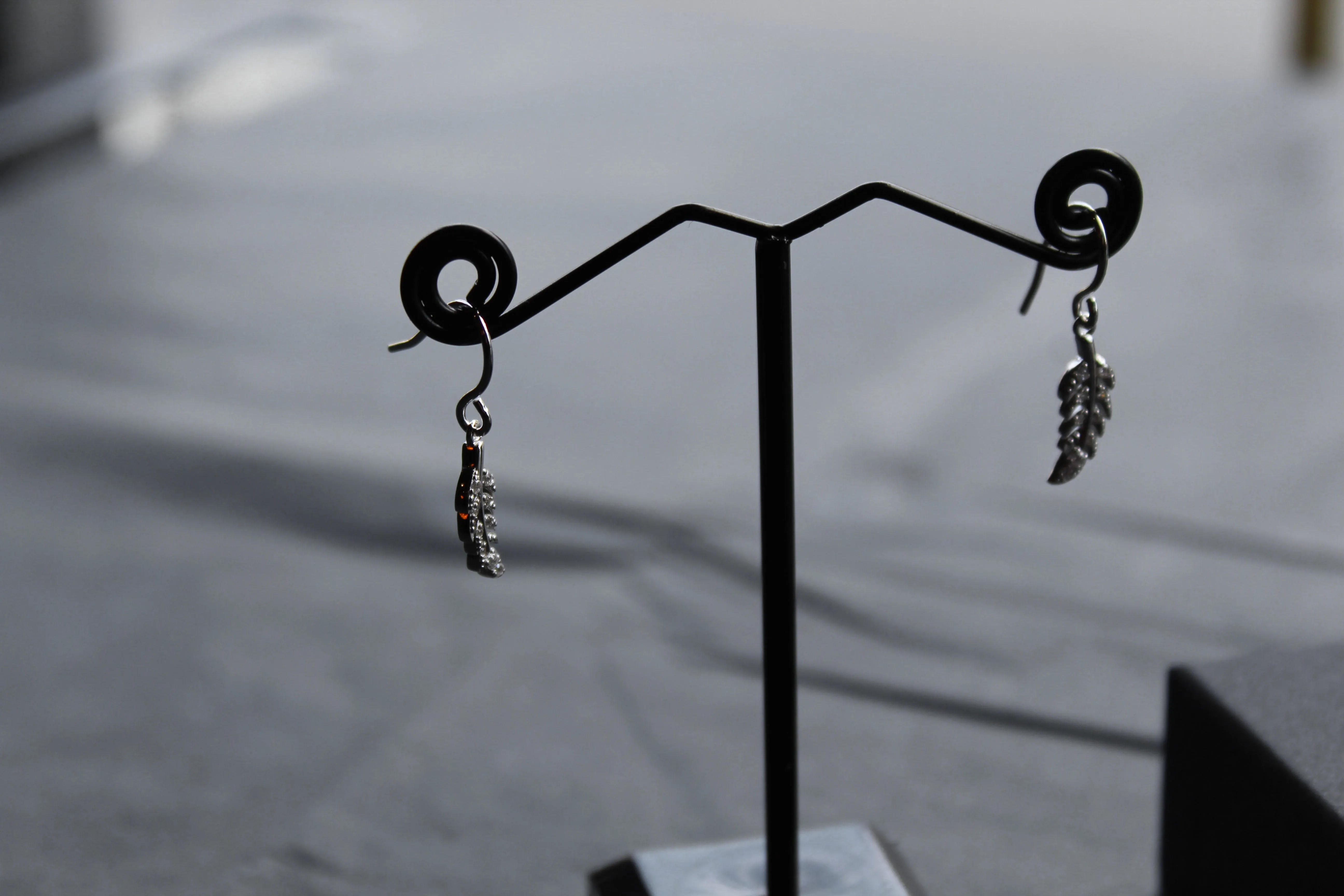 Clear CZ Feather Drop Earring