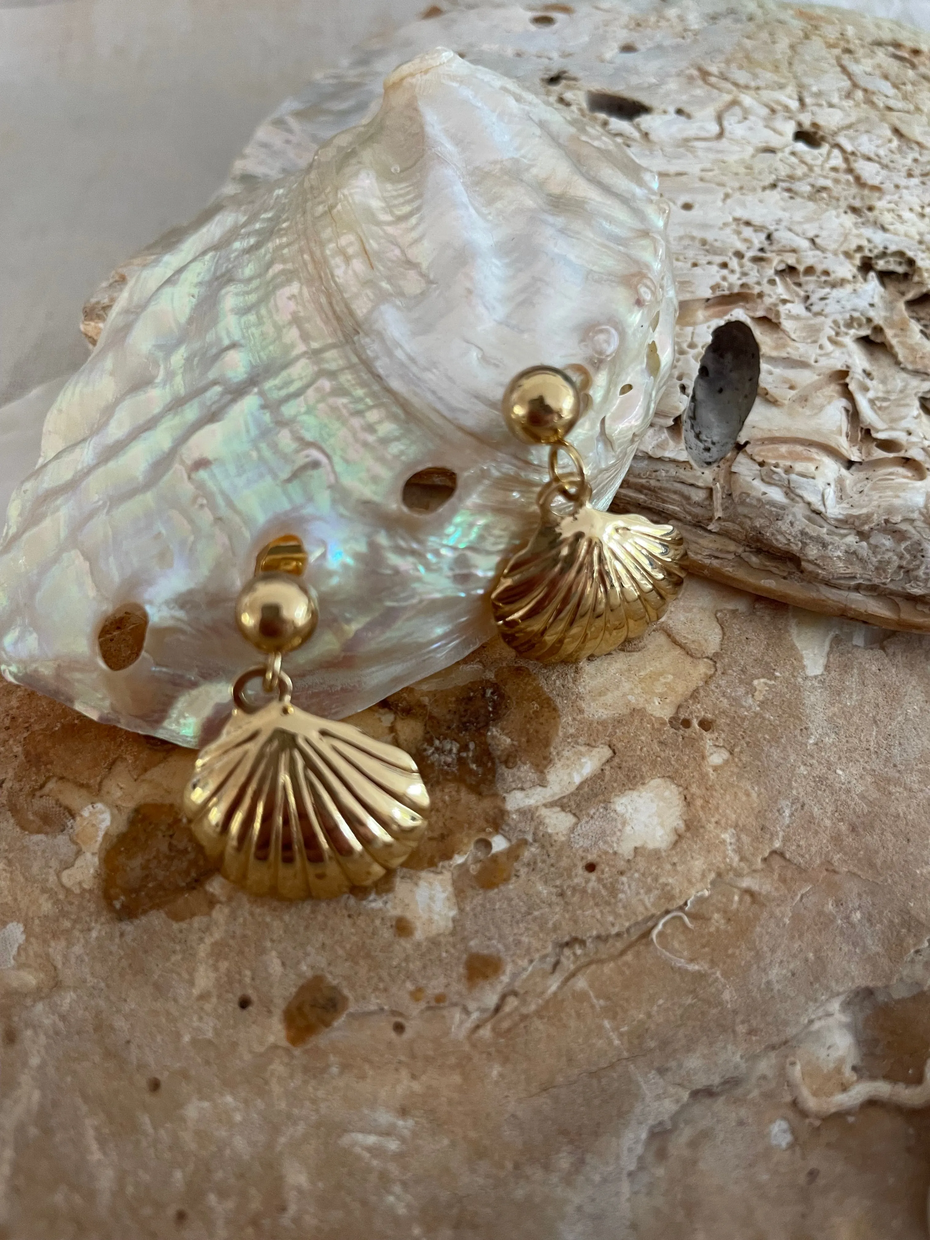 Clemantine Shell Stud Earring Gold