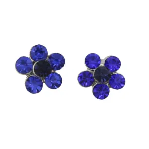 Cobalt Blue Crystal Daisy with Dark Center Earring - PRL123BE