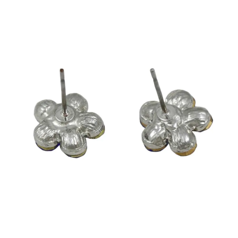 Cobalt Blue Crystal Daisy with Dark Center Earring - PRL123BE