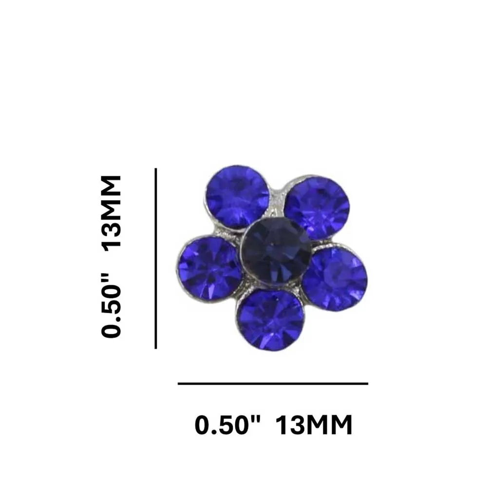 Cobalt Blue Crystal Daisy with Dark Center Earring - PRL123BE