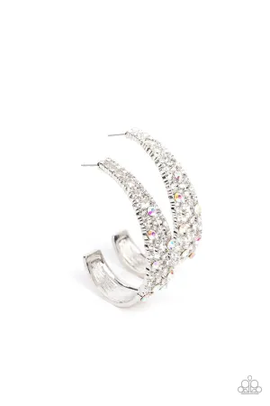 Cold as Ice - Multi - Iridescent Rhinestone J-Hook Paparazzi Hoop Earrings