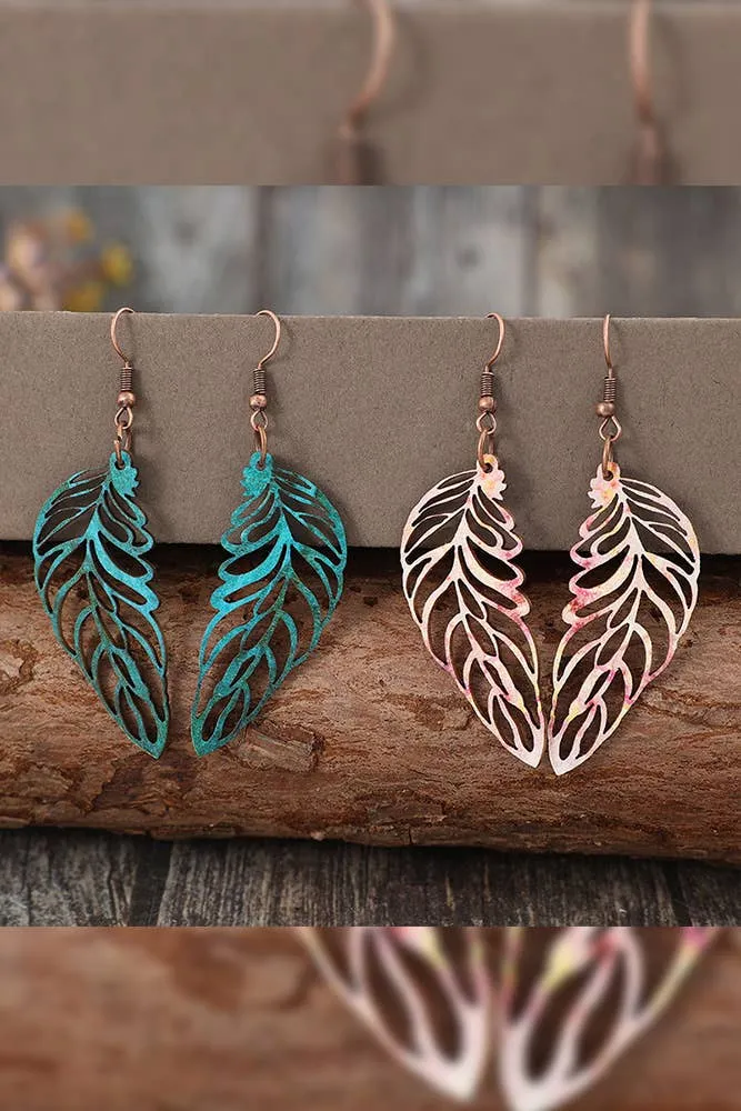Colorful Feather Wooden Earrings SP388