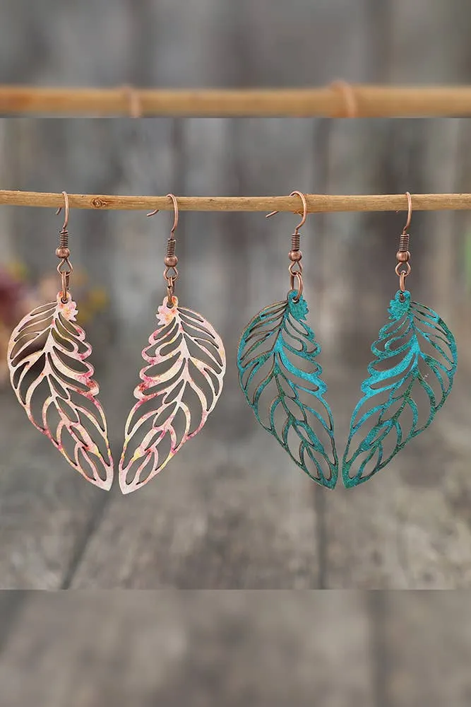 Colorful Feather Wooden Earrings SP388