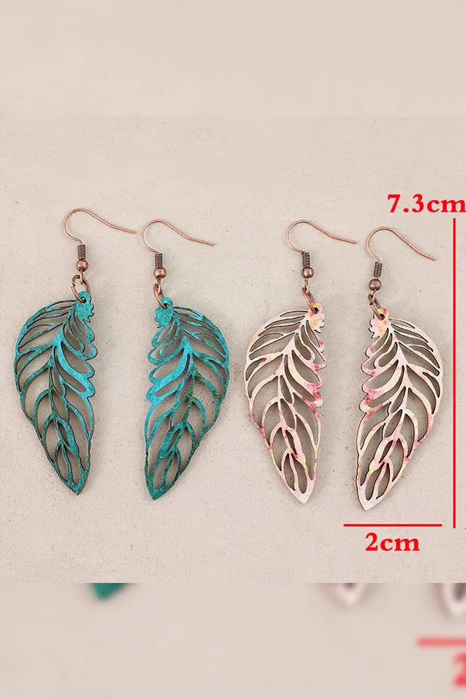 Colorful Feather Wooden Earrings SP388