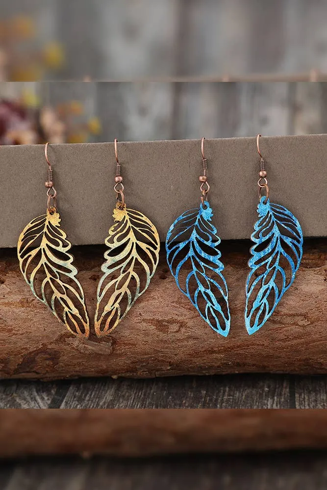 Colorful Feather Wooden Earrings SP388