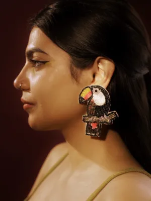 Colourful Beaded Bird Earrings